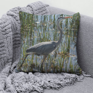 Coussin Photographie d'un Héron Bleu Zones Humides Photo F