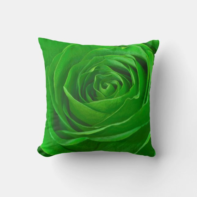 Coussin Photographie verte abstraite de centre de rose (Recto)