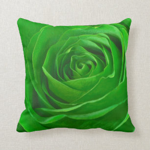 Coussin Photographie verte abstraite de centre de rose
