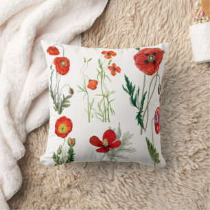 Coussin Photos de couleur rouge à l'aquarelle