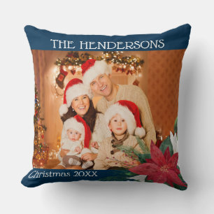 Coussin Photos de famille Cadeau de Noël Poinsettia Throw