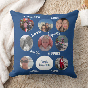 Coussin Photos de famille personnalisées Bleu