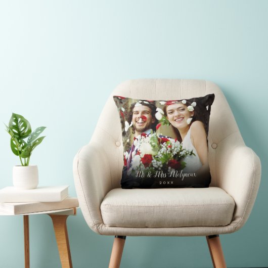 Coussin Photos de votre Mariage favori Nom du script Date (Chaise)