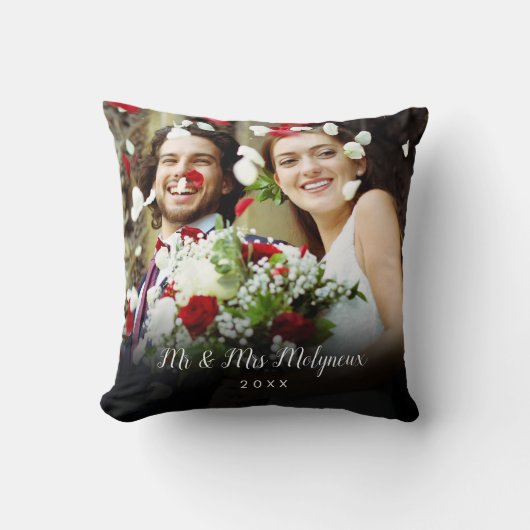 Coussin Photos de votre Mariage favori Nom du script Date (Recto)