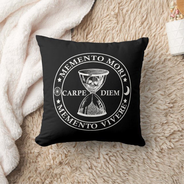 Coussin Phrase latin - Memento Mori Memento Vivere (Couverture)
