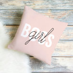 Coussin Phrase moderne Pastel Rose fille Boss Phrase<br><div class="desc">Phrase moderne Pastel Rose fille Boss Phrase</div>