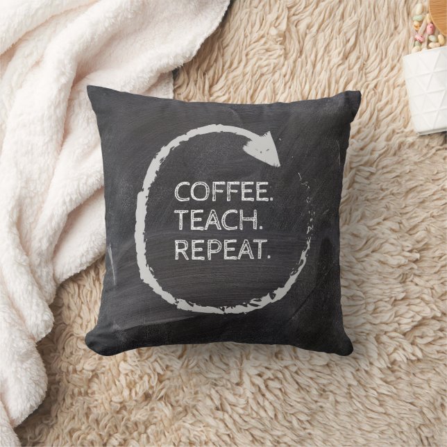 Coussin Phrase personnalisable Café Enseigner Répéter (Couverture)