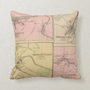 Coussin Pi Fairfield, île de Presque, carte de caribou