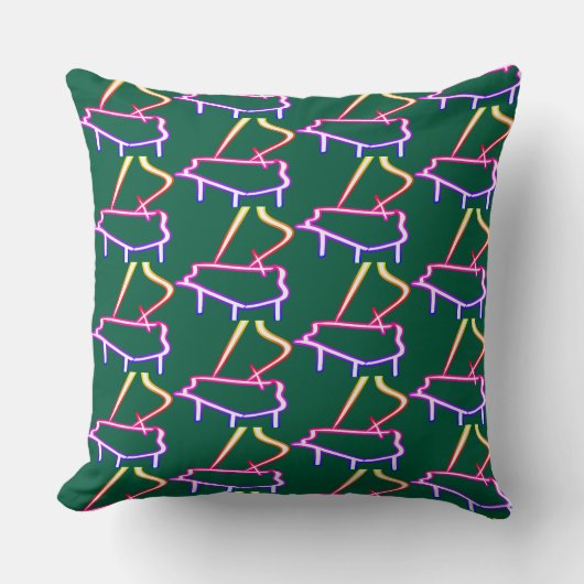 Coussin Piano Arc-en-ciel Brodé Vert Foncé (Recto)