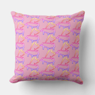 Coussin Piano Arc-en-ciel Orné Rose