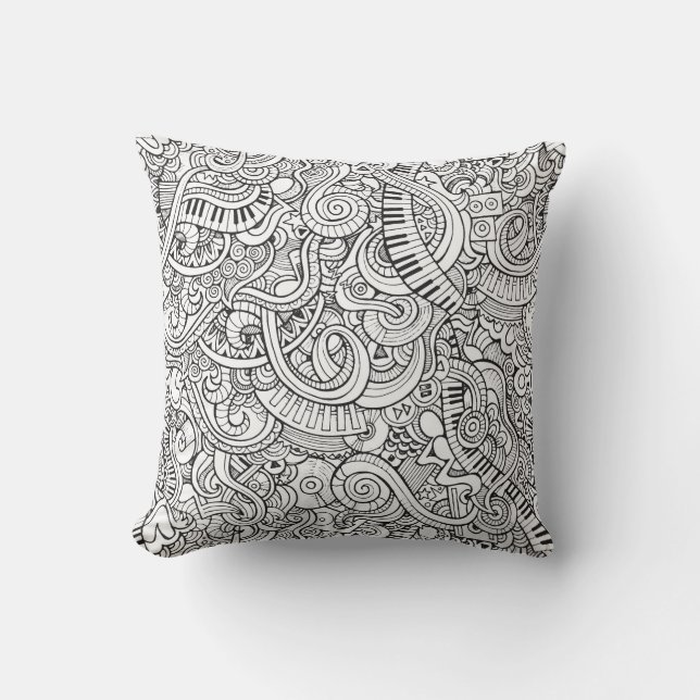 Coussin Piano cool et Thème musical clavier (Recto)