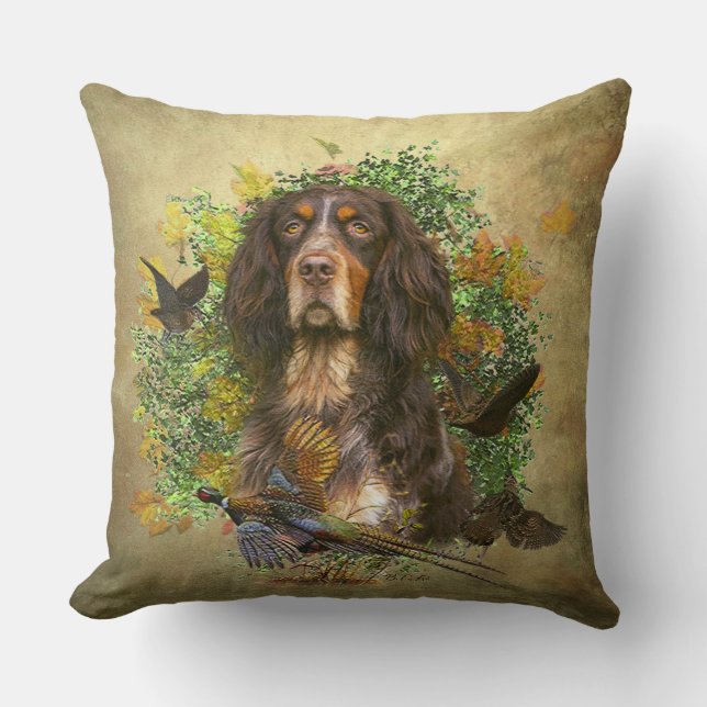 Coussin Picardy Spaniel, Saison de chasse (Recto)