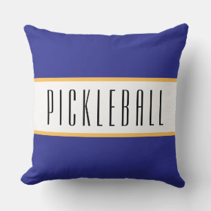 Coussin PICKLEBALL Bleu profond Jaune Blanc Rayures de cou