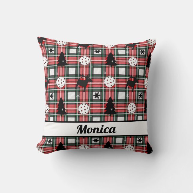 Coussin  Pickleball 🎄 et rennes Joyeux Noël  (Recto)