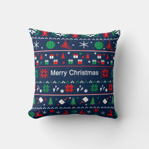 Coussin 😄 Pickleball 🎄 laide style Sweat de Noël bleu
