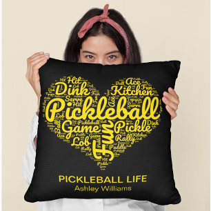 Coussin Pickleball Player Word Typographie d'art personnal