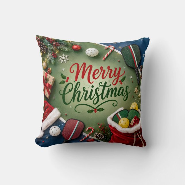 Coussin Pickleball thème Noël  (Recto)