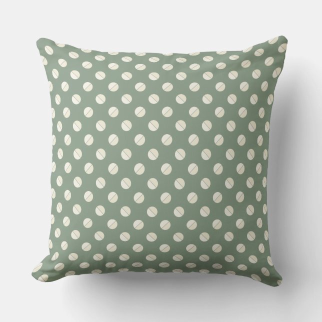 Coussin Pie Polkadot" Sage & Tonal Cream (Recto)