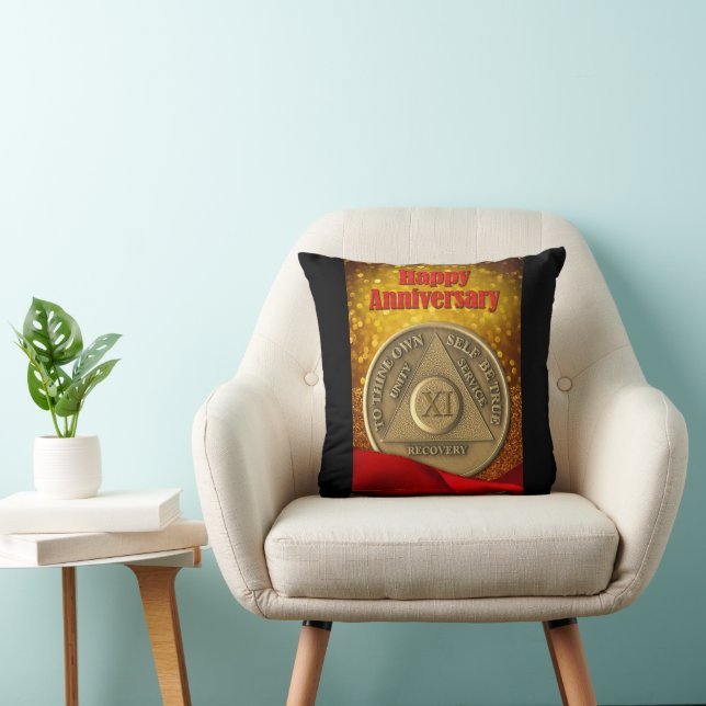 Coussin Pièce commémorative de 11 ans de sobriété avec rub (Chaise)