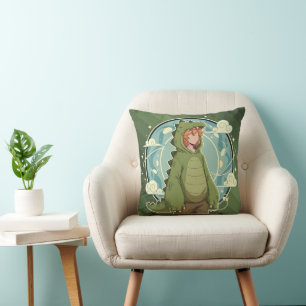 Coussin Pièce d'art de garçon de fantaisie de dinosaure mi