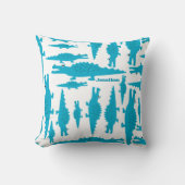 Coussin Pièce de garçon personnalisée Blue Aqua Alligator (Recto)