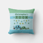 Coussin Pièce de l'enfant Ladybugs ajouter nom bleu vert (Recto)