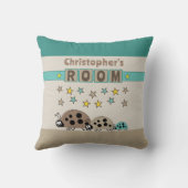 Coussin Pièce de l'enfant Ladybugs ajouter nom brun vert (Verso)