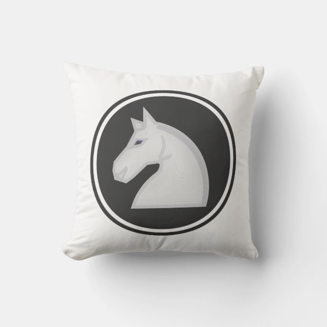 Coussin Pièce d'échecs de cheval de chevalier blanc (Recto)