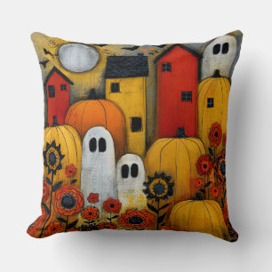 Coussin Pièce fantaisiste d'Halloween d'art folklorique