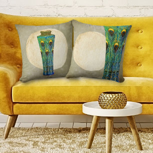 Coussin Pièce Masterpiece Peacock Feathers Vase De 1900