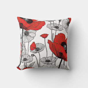 Coussin Pièce noire, rouge et blanche