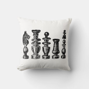 Coussin Pièces de jeu d'échecs Art vintage