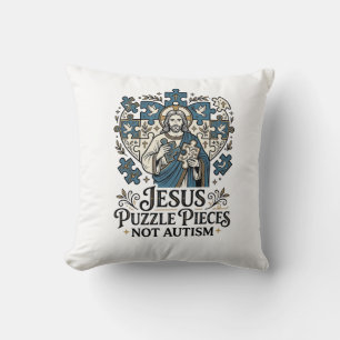 Coussin Pièces de puzzle Jésus pas autisme Pièces de puzzl