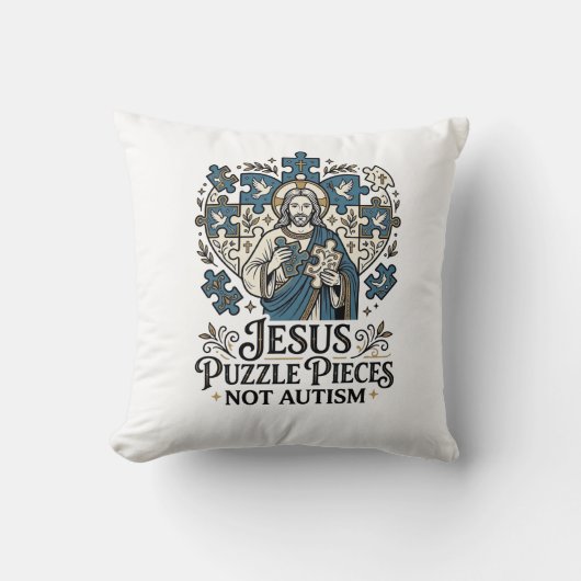 Coussin Pièces de puzzle Jésus pas autisme Pièces de puzzl (Recto)