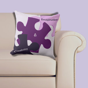 Coussin Pièces de Puzzle Violet Rose Imagination & Créativ