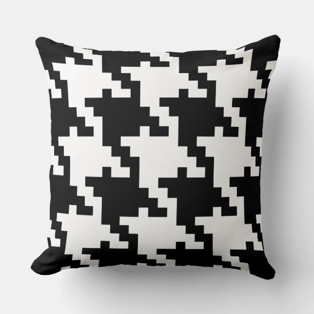 Coussin Pied-de-poule noir et blanc géant (Recto)