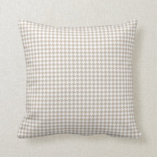 Coussin Pied-de-poule Tan et blanc