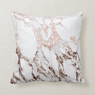 Coussin Pierre de marbre Abstrait blanc Carrara Rose gris