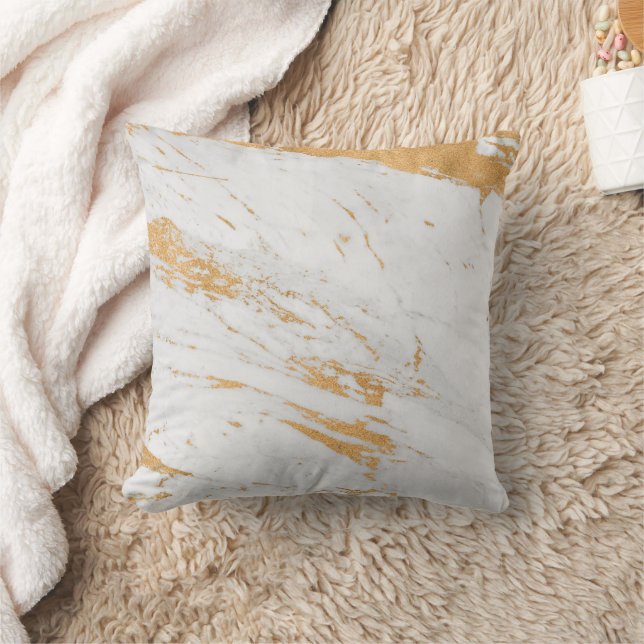 Coussin Pierre de marbre grise faux traits dorés modernes (Couverture)