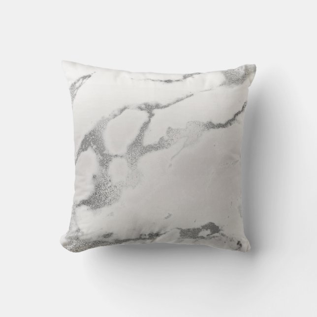 Coussin Pierre de marbre métallique gris argenté Abstraite (Recto)