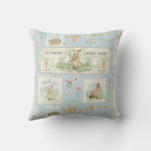 Coussin Pierre Lapin Aquarelle Bois Rustique Bleu Poussiér (Verso)