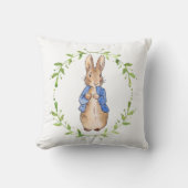 Coussin Pierre le lapin avec une couronne de feuilles (Recto)
