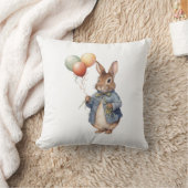 Coussin Pierre le lapin bleu veste avec ballons (Couverture)