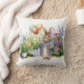 Coussin Pierre le lapin bleu veste ballons jardin (Couverture)