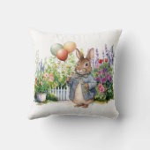 Coussin Pierre le lapin bleu veste ballons jardin (Verso)