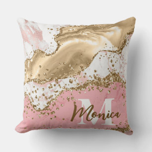 Coussin Pierre rose et blanche et monogramme d'agate à pai
