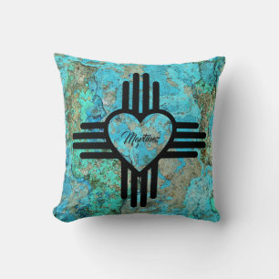 Coussin Pierre Turquoise avec Zia Heart Home Nom personnal