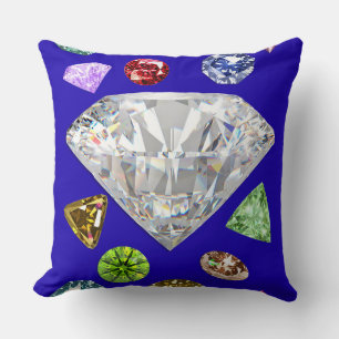 Coussin Pierres précieuses colorées et grand graphique de