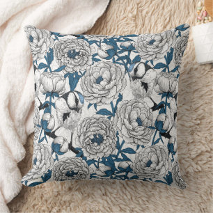 Coussin Pies blanches et mésanges bleues