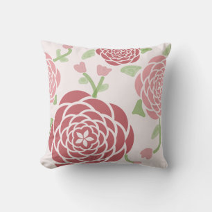 Coussin Pies roses et aquarelle Florale